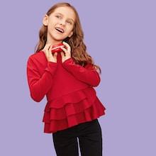 Shein Girls Layered Ruffle Hem Top