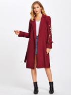 Shein Embroidered Rose Patch Belted Cuff And Waist Coat