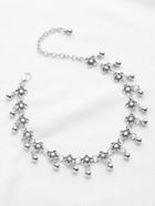 Shein Metal Beaded And Flower Decorated Chain Anklet