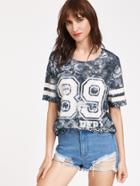 Shein Tie Dye Flower Print Varsity Tee