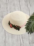 Shein Embroidery Flower Applique Straw Hat