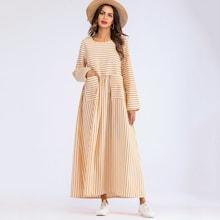 Shein Dual Pocket Longline Stripe Dress