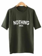 Shein Green Nothing Print Knit Casual T-shirt