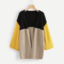 Shein Wide Sleeve Color Block Cardigan