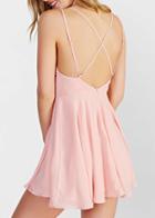 Shein Pink Spaghetti Strap Cross Back Dress