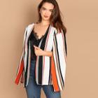 Shein Plus Cape Sleeve Striped Coat