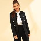 Shein Frayed Trim Pearl Embellished Coat