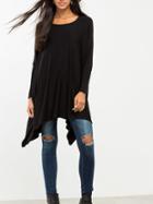 Shein Black Long Sleeve Loose Tee Dress