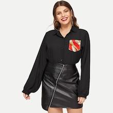 Shein Plus Pocket Front Blouse