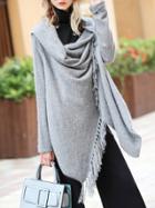 Shein Sleeve Asymmetric Fringe Sweater
