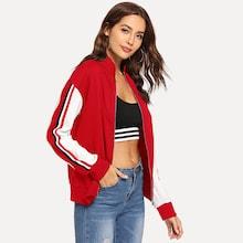 Shein Zip Up Color-block Sweatshirt