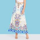 Shein Graphic Print Ruched Waist Skirt