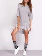 Shein Grey Half Sleeve High Low Hem Casual Dress