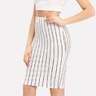 Shein Exposed Zip Front Striped Bodycon Skirt