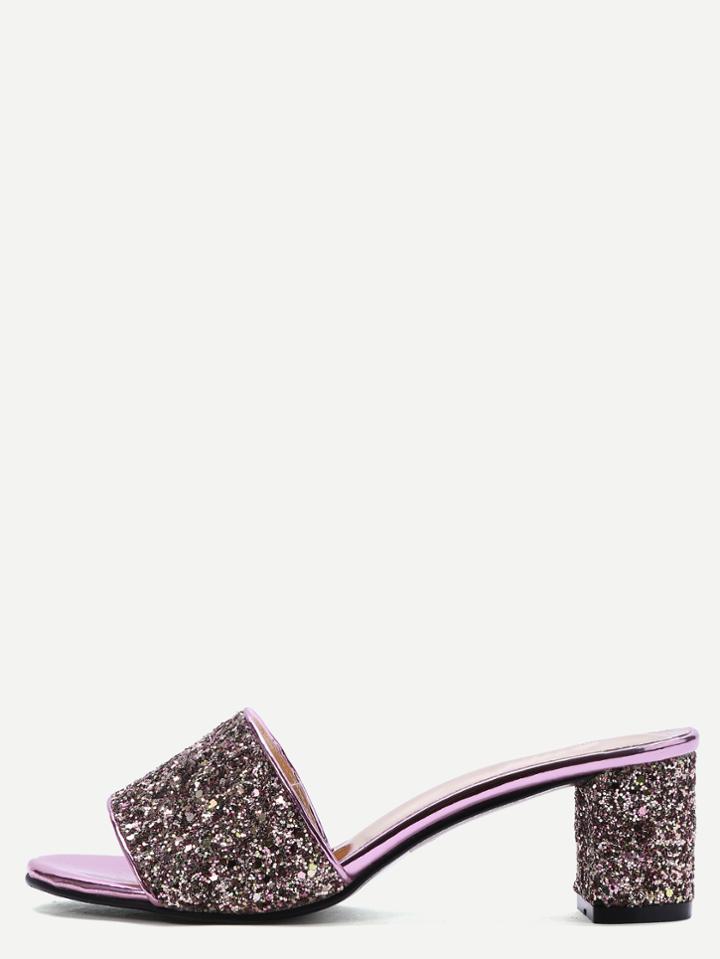 Shein Rose Gold Glitter Sequin Peep Toe Heeled Sandals