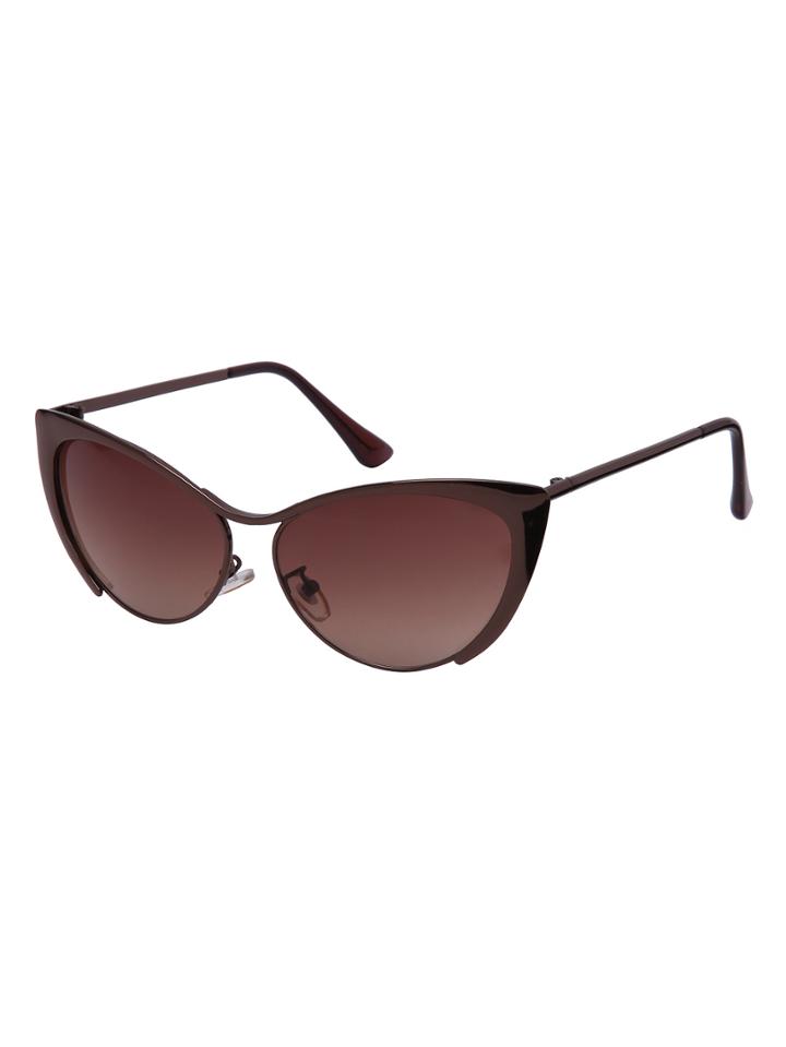 Shein Coffee Metal Frame Semi Rimless Cat Eye Sunglasses