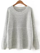 Shein Gery Round Neck Plain Knitwear