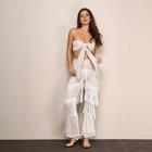 Shein Knot Front Lace Bandeau Top & Fringe Pants Set