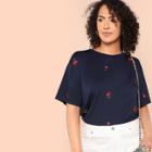 Shein Plus Flower Embroidered Detail Tee