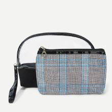 Shein Houndstooth Print Makeup Bag 2pcs