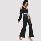 Shein Cold Shoulder One Sleeve Wide Leg Jumpsuit