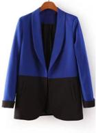 Rosewe Fashion Long Sleeve Color Block Blazer With Turndown Collar