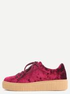 Shein Faux Suede Platform Sneakers Burgundy