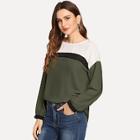 Shein Drop Shoulder Keyhole Back Color Block Top