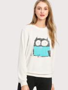 Shein Owl Print Pullover