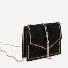 Shein Tassel Detail Flap Chain Crossbody Bag