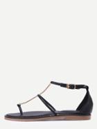 Shein Black Chain Buckle Strap Flip Sandals