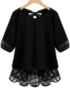Shein Black Back Bow Chiffon Plus Top