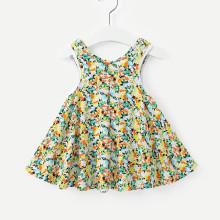 Shein Girls Bow Detail Floral Print Dress