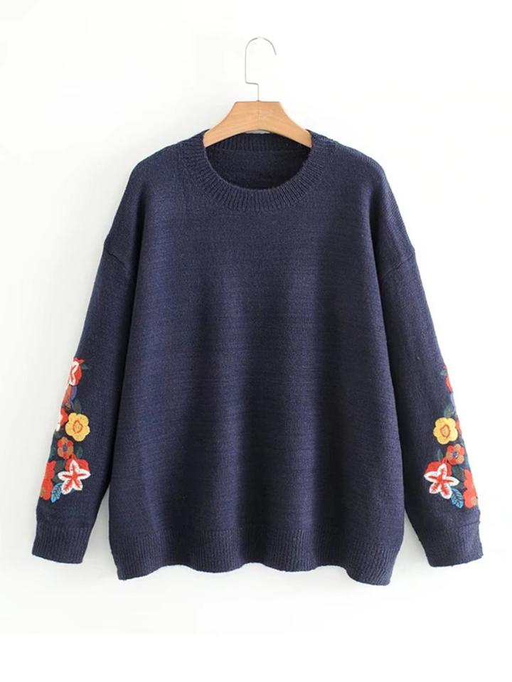 Shein Embroidery Flower Jumper Sweater