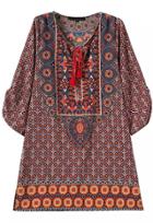 Shein Red Yellow Knotted Collar Baroque Loose Dress