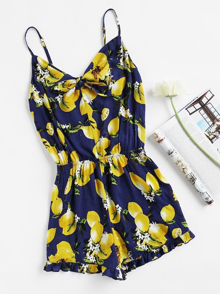 Shein Knot Neck Elastic Waist Cami Romper