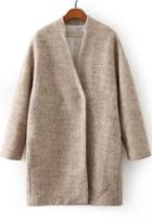 Shein Apricot Long Sleeve Loose Woolen Coat