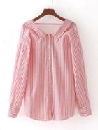 Shein Vertical Striped Open Back Blouse