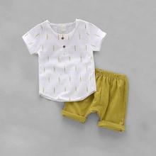 Shein Boys Plant Print Top With Cuffed Shorts
