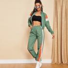 Shein Zip Up Color Block Jacket & Pants Set