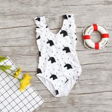 Shein Girls Animal Print Ruffle Swimsuit