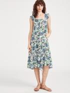 Shein Flower Print Ruffle Strap Lace Insert Dress