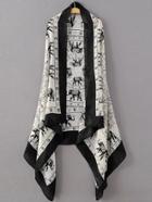 Shein Black And White Elephant Print Scarf