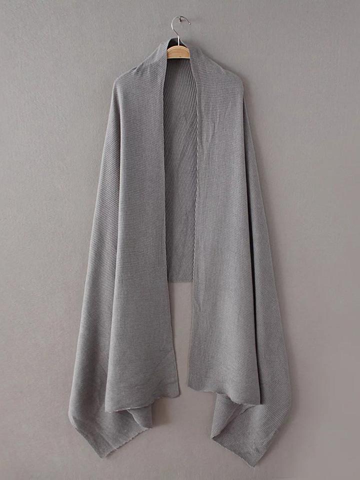 Shein Grey Ribbed Plain Elegant Shawl Scarf