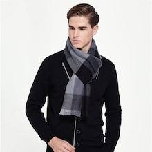 Shein Men Frayed Trim Plaid Scarf