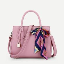 Shein Pu Shoulder Bag With Skinny Scarf