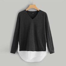 Shein V Neck Solid Pullover