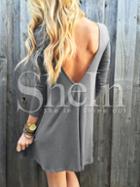 Shein Grey V Back Shift Dress