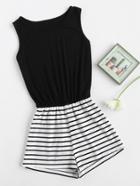 Shein Striped Mix And Match Blouson Romper