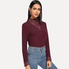 Shein Lace Applique Ripped Knit Tee